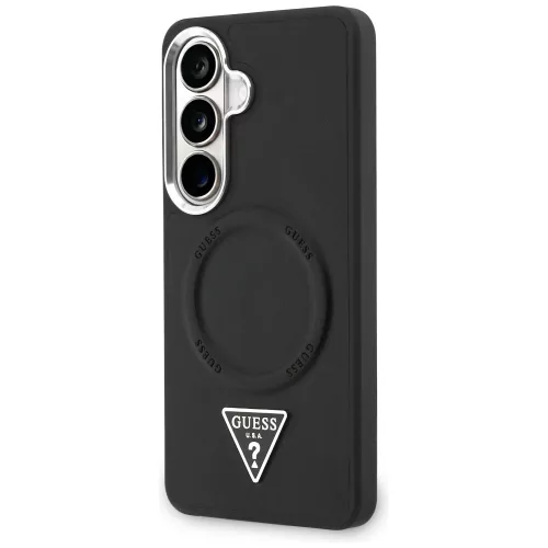 Guess - Dombornyomott Gyűrű Háromszög Logó MagSafe (GUHMS26SPSDTSCMK) - Samsung Galaxy S26 - Fekete