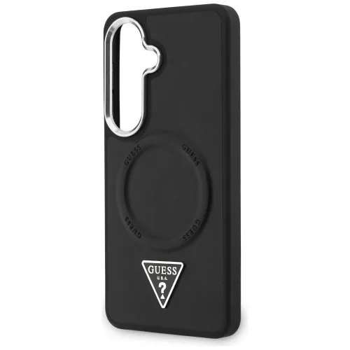 Guess - Dombornyomott Gyűrű Háromszög Logó MagSafe (GUHMS26SPSDTSCMK) - Samsung Galaxy S26 - Fekete