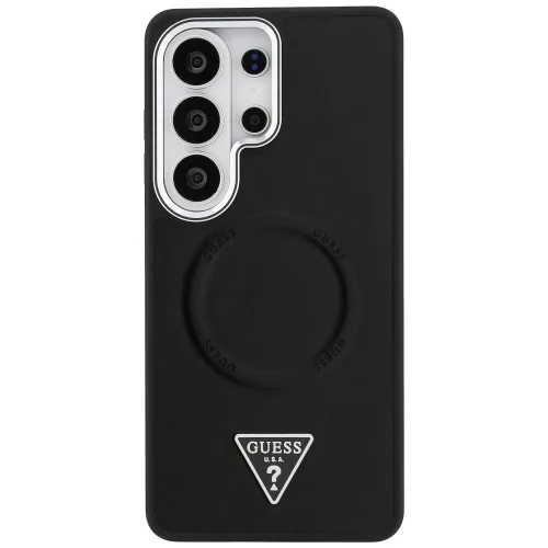Guess - Dombornyomott Gyűrű Háromszög Logó MagSafe (GUHMS26LPSDTSCMK) - Samsung Galaxy S26 Ultra - Fekete