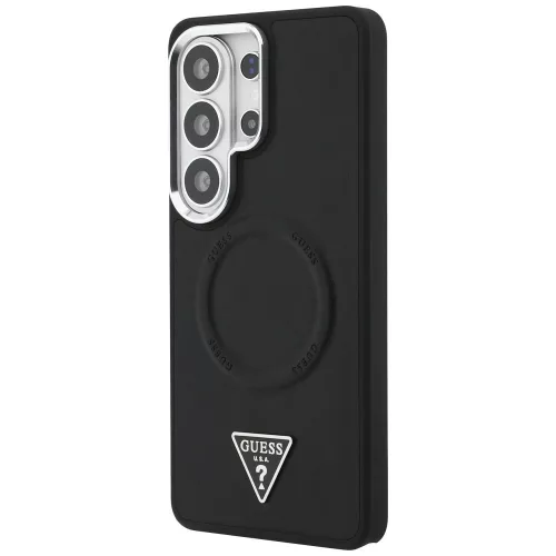 Guess - Dombornyomott Gyűrű Háromszög Logó MagSafe (GUHMS26LPSDTSCMK) - Samsung Galaxy S26 Ultra - Fekete