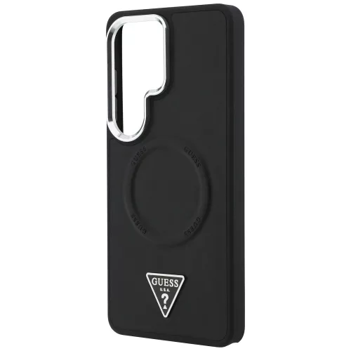 Guess - Dombornyomott Gyűrű Háromszög Logó MagSafe (GUHMS26LPSDTSCMK) - Samsung Galaxy S26 Ultra - Fekete