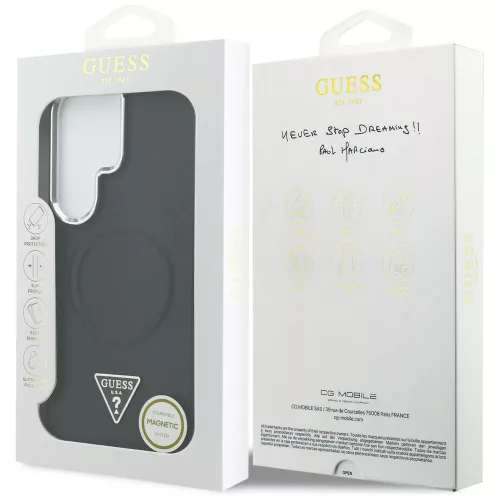 Guess - Dombornyomott Gyűrű Háromszög Logó MagSafe (GUHMS26LPSDTSCMK) - Samsung Galaxy S26 Ultra - Fekete
