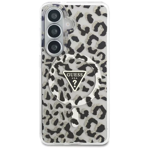 Guess - IML Leopárdmintás Háromszög MagSafe (GUHMS26SHLEGTGLK) - Samsung Galaxy S26 - Fekete