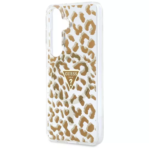Guess - IML Leopárdmintás Háromszög MagSafe (GUHMS26SHLEGTGLW) - Samsung Galaxy S26 - Barna