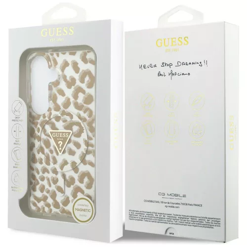 Guess - IML Leopárdmintás Háromszög MagSafe (GUHMS26SHLEGTGLW) - Samsung Galaxy S26 - Barna