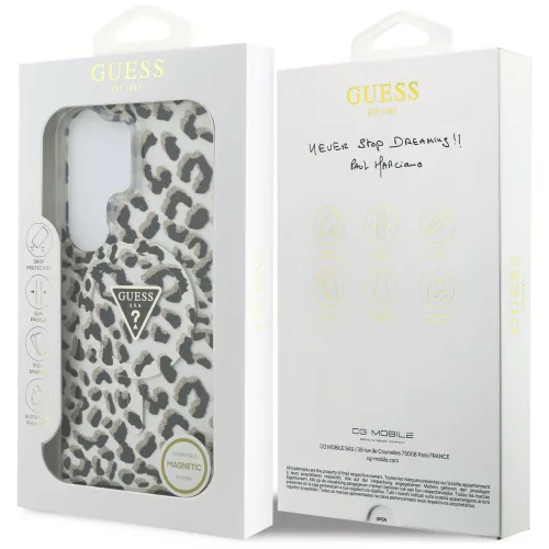 Guess - IML Leopárdmintás Háromszög MagSafe (GUHMS26LHLEGTGLK) - Samsung Galaxy S26 Ultra - Fekete
