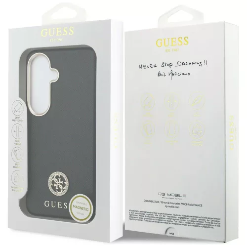 Guess - Strassz Kerek Logó MagSafe (GUHMS26MPGCRMDEK) - Samsung Galaxy S26 Plus - Fekete