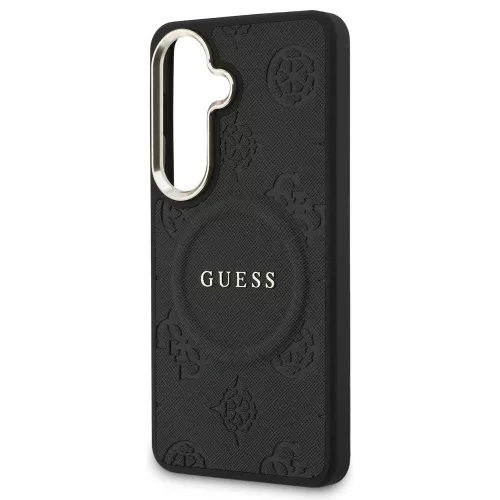 Guess - Saffiano Bazsarózsás Dombornyomott Gyűrű MagSafe (GUHMS26SPSAMSECK) - Samsung Galaxy S26 - Fekete