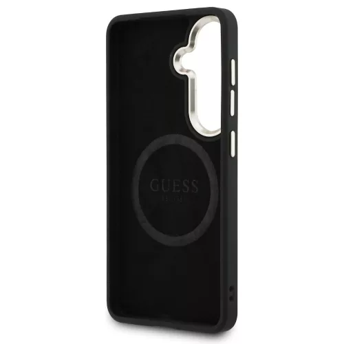 Guess - Saffiano Bazsarózsás Dombornyomott Gyűrű MagSafe (GUHMS26SPSAMSECK) - Samsung Galaxy S26 - Fekete