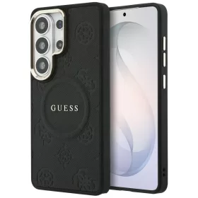   Guess - Saffiano Bazsarózsás Dombornyomott Gyűrű MagSafe (GUHMS26LPSAMSECK) - Samsung Galaxy S26 Ultra - Fekete