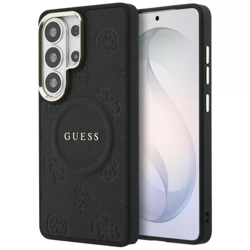 Guess - Saffiano Bazsarózsás Dombornyomott Gyűrű MagSafe (GUHMS26LPSAMSECK) - Samsung Galaxy S26 Ultra - Fekete