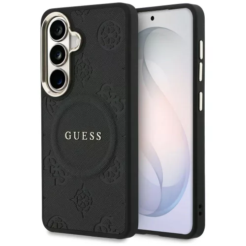 Guess - Saffiano Bazsarózsás Dombornyomott Gyűrű MagSafe (GUHMS26MPSAMSECK) - Samsung Galaxy S26 Plus - Fekete
