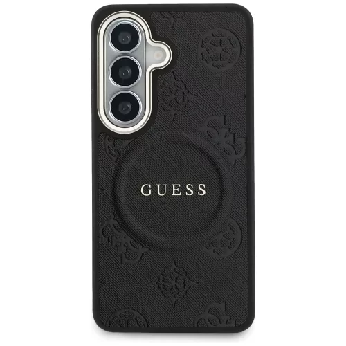 Guess - Saffiano Bazsarózsás Dombornyomott Gyűrű MagSafe (GUHMS26MPSAMSECK) - Samsung Galaxy S26 Plus - Fekete