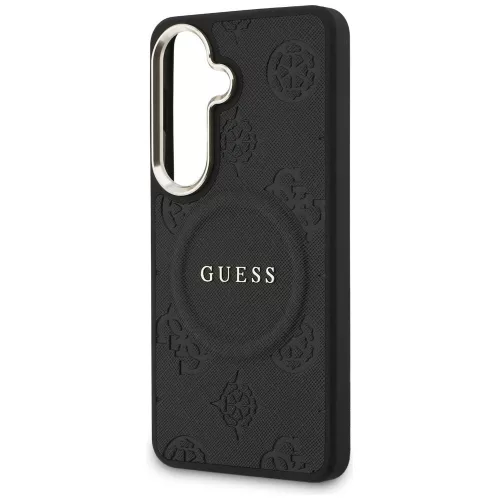 Guess - Saffiano Bazsarózsás Dombornyomott Gyűrű MagSafe (GUHMS26MPSAMSECK) - Samsung Galaxy S26 Plus - Fekete