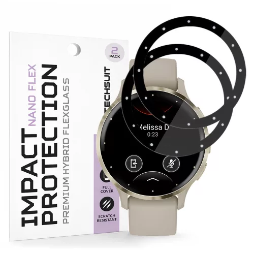 Techsuit - Nano Flex (2 pack) - Garmin Venu 3S - Black