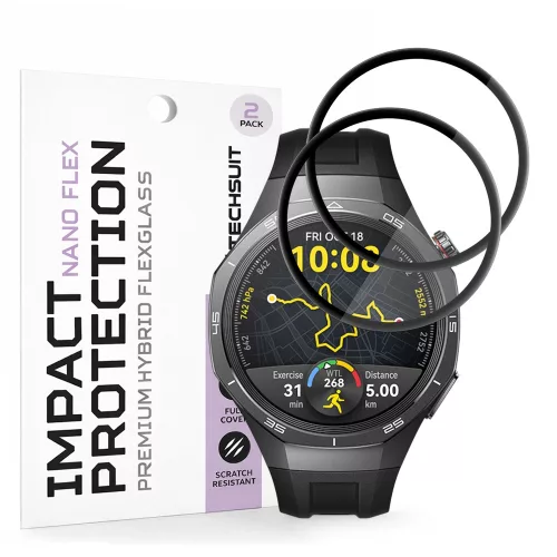 Techsuit - Nano Flex (2 pack) - Huawei Watch GT 5 Pro 46mm - Black