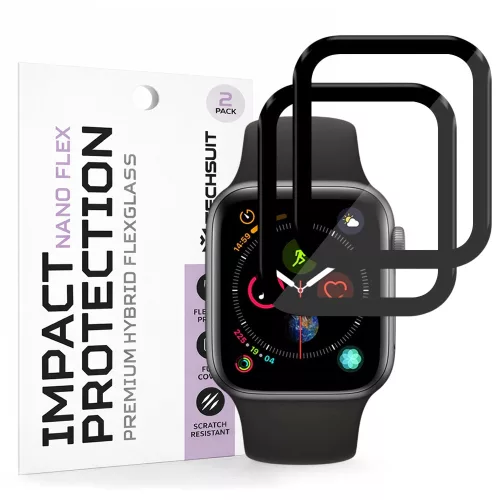 Techsuit - Nano Flex (2 pack) - Apple Watch 4 / 5 /6 / SE / SE 2 / SE 3 40mm - Black