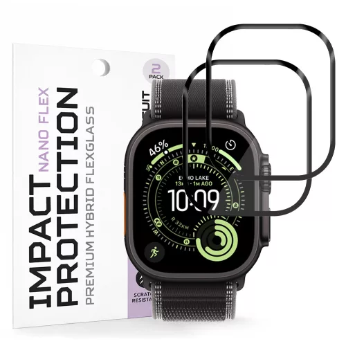 Techsuit - Nano Flex (2 pack) - Apple Watch Ultra / Ultra 2 / Ultra 3 - Black