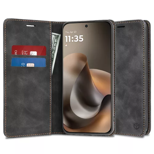 Techsuit - Confy Cover kinyitható tok - Motorola Moto G77 / G67 - Fekete