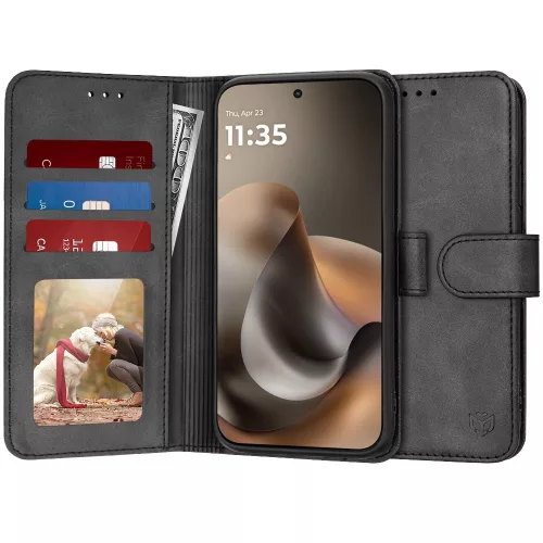 Techsuit - Diary Book kinyitható tok - Motorola Moto G77 / G67 - Fekete