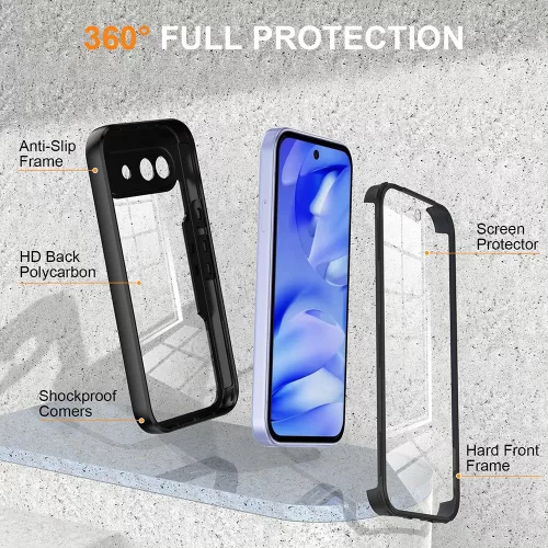 Techsuit - ColorVerse 360 tok kijelzővédővel - Google Pixel 10a - Fekete