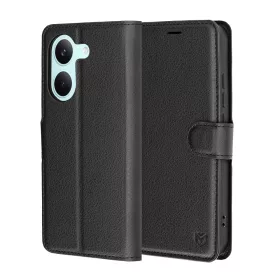   Techsuit - Leather Folio kinyitható tok - Xiaomi Poco X8 Pro - Fekete
