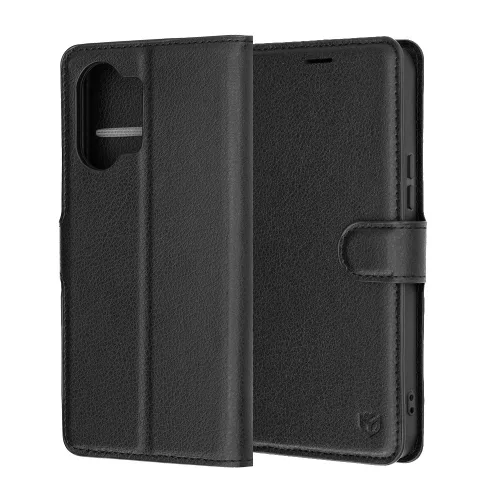 Techsuit - Leather Folio kinyitható tok - Xiaomi Poco X8 Pro Max - Fekete