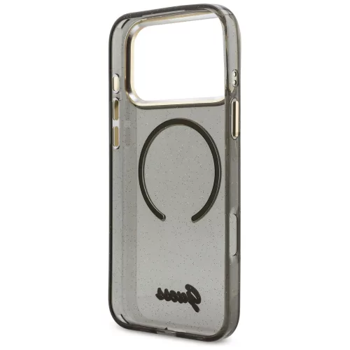 Guess - IML Csillámos Felirat Pántos MagSafe (GUHMP17X5HTGSMSK) - iPhone 17 Pro Max - Fekete