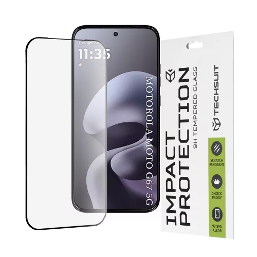 Techsuit - 111D Full Cover / Full Glue Glass - Motorola Moto G77 / G67 - Black