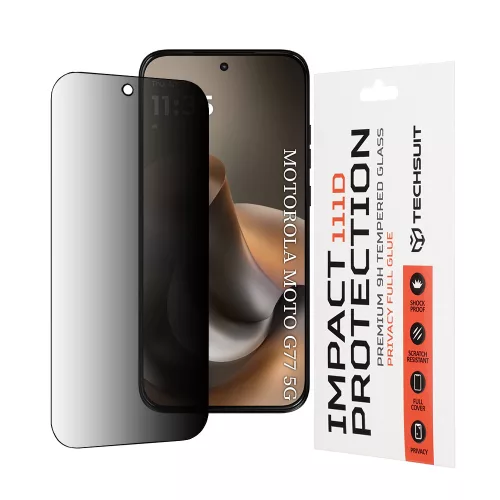 Techsuit - 111D Privacy betekintésgátló üvegfólia - Motorola Moto G77 / G67 - Fekete