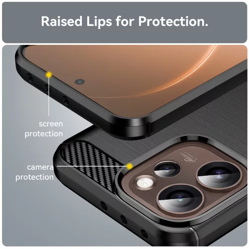 Techsuit - Carbon szilikon tok - Oppo Reno15 Pro Max - Fekete