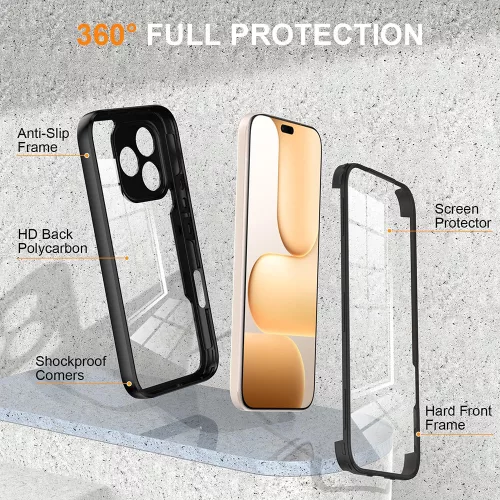Techsuit - ColorVerse 360 tok kijelzővédővel - Honor 600 Lite - Fekete