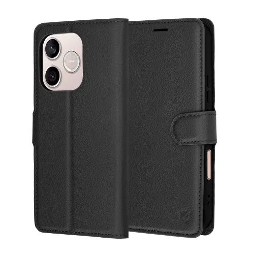 Techsuit - Leather Folio kinyitható tok - Honor 600 Lite - Fekete