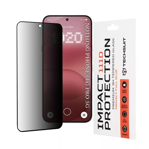 Techsuit - 111D Privacy betekintésgátló üvegfólia - Nothing Phone (4a) Pro - Fekete