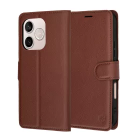   Techsuit - Leather Folio kinyitható tok - Honor 600 Lite - Barna