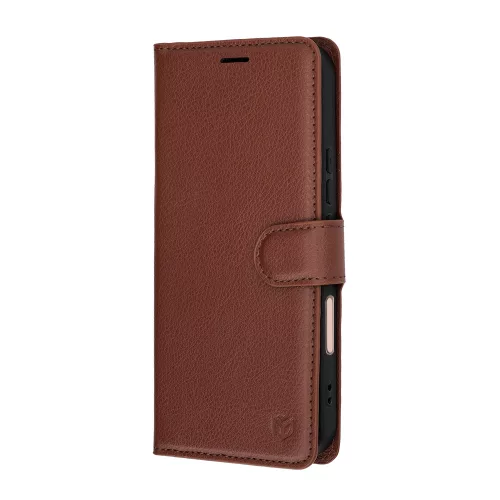 Techsuit - Leather Folio kinyitható tok - Honor 600 Lite - Barna