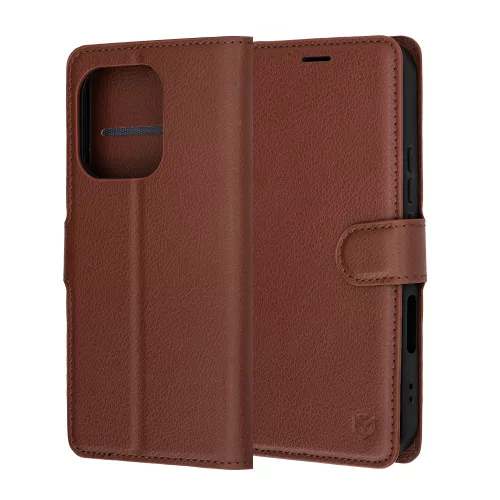 Techsuit - Leather Folio kinyitható tok - Honor 600 Lite - Barna