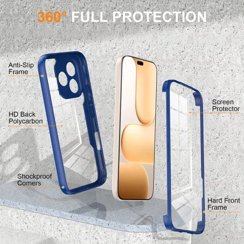Techsuit - ColorVerse 360 tok kijelzővédővel - Honor 600 Lite - Kék