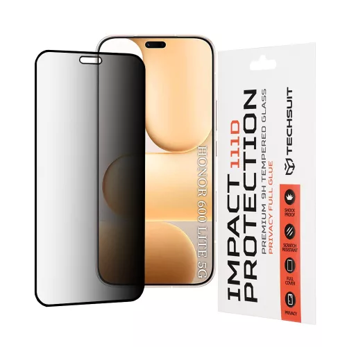 Techsuit - 111D Privacy betekintésgátló üvegfólia - Honor 600 Lite - Fekete