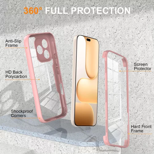Techsuit - ColorVerse 360 tok kijelzővédővel - Honor 600 Lite - Rózsaszín