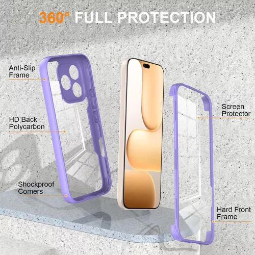 Techsuit - ColorVerse 360 tok kijelzővédővel - Honor 600 Lite - Lila