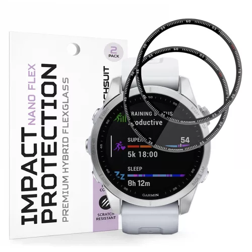 Techsuit - Nano Flex (2 pack) - Garmin Fenix 7S - Black