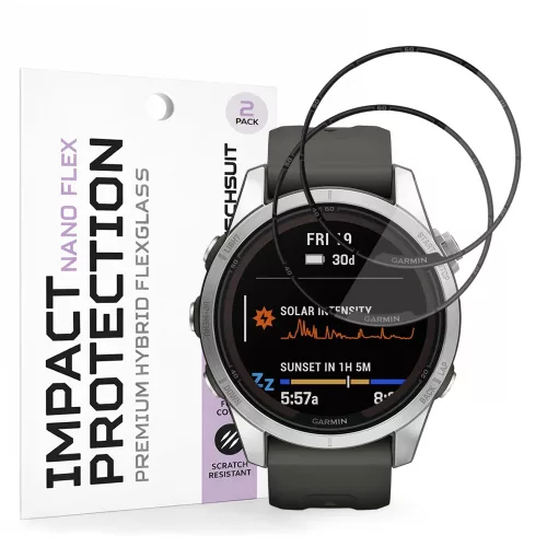 Techsuit - Nano Flex (2 pack) - Garmin Fenix 7S Pro Solar - Black