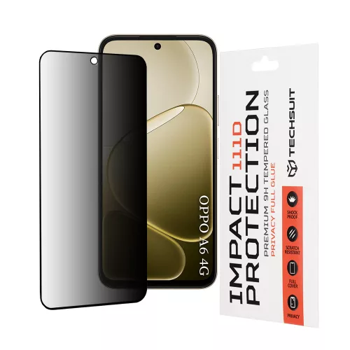 Techsuit - 111D Privacy betekintésgátló üvegfólia - Oppo A6 4G - Fekete
