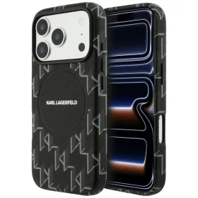   Karl Lagerfeld - Leather KL Monogram Logo MagSafe (KLHMP17L5PGKLMCK) - iPhone 17 Pro - Black