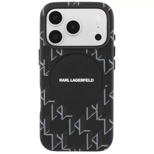 Karl Lagerfeld - Leather KL Monogram Logo MagSafe (KLHMP17L5PGKLMCK) - iPhone 17 Pro - Black