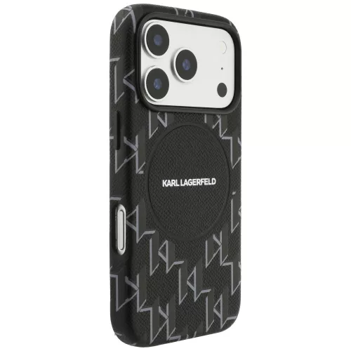 Karl Lagerfeld - Leather KL Monogram Logo MagSafe (KLHMP17L5PGKLMCK) - iPhone 17 Pro - Black