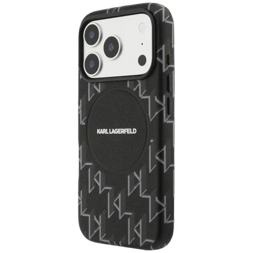 Karl Lagerfeld - Leather KL Monogram Logo MagSafe (KLHMP17L5PGKLMCK) - iPhone 17 Pro - Black