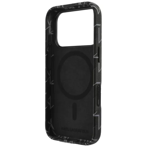 Karl Lagerfeld - Leather KL Monogram Logo MagSafe (KLHMP17L5PGKLMCK) - iPhone 17 Pro - Black