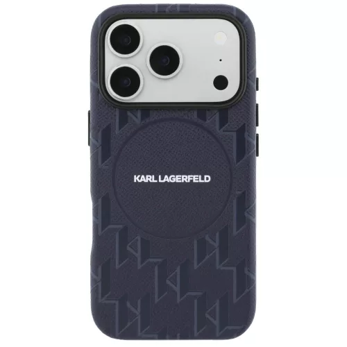 Karl Lagerfeld - Leather KL Monogram Logo MagSafe (KLHMP17L5PGKLMCB) - iPhone 17 Pro - Blue